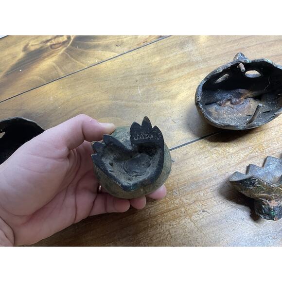 Set Of 2 Vintage Japanese Brass Owl Mid-Century Era Cast Iron - Picture 12 of 12